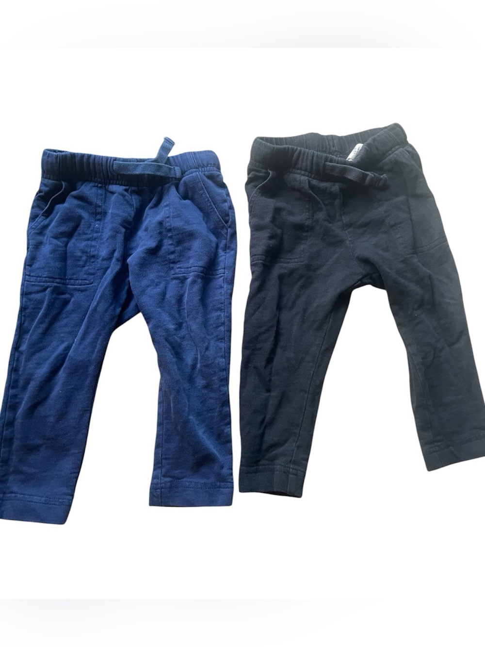 Set of 2 Cotton Pull-On Pants - Navy and Black 18 months